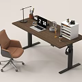 Height Adjustable Wooden Desk With Laptop Desk Lamp Clock Storage Organizer And Ergonomic Chair