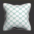 Square Light Blue Decorative Cushion With White Polka Dots And Pink Trim