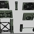 Futuristic Sci Fi Scene With Green Modular Mechanical Components And Interconnected Tech Structures