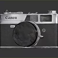 Canon Vintage Film Camera With Classic Black Silver Body And Detachable Lens