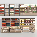 Elegant Modern Retail Display Shelves Featuring Organized Various Packaged Products 3d model