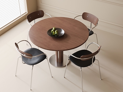 Modern Dining Table and Chair Combination Round Dining Table Dining Chair 3d model