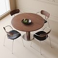 Modern Dining Table and Chair Combination Round Dining Table Dining Chair 3d model