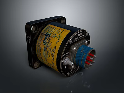 Industrial Electrical Component With Black Housing Yellow Label And Blue Connector 3d model