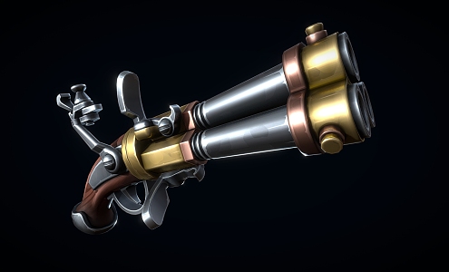 stylized musket cartoon musket revolver 3d model