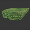 Ancient Stone Architectural Component With Ornate Circular And Triangular Carvings 3d model
