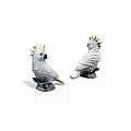 White Parrot Decorative Figurines With Yellow Crests And Stone Bases