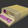 Vintage Computer With Keyboard Display Screen And Control Buttons Beige Casing