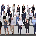 Modern multiplayer character combination business man woman 3d model