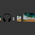 Modern Laptop Display with Smartphone Headphones Smartwatch Tablet and Devices