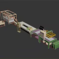 Automated Material Handling System With Conveyor Belt Workbench Control Unit And Green Frame 3d model