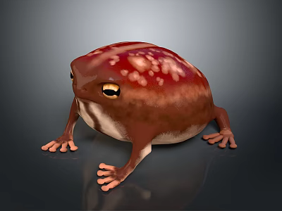 Fat Red Spotted Frog With Short Limbs And Round Body On Dark Background 3d model