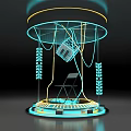 Innovative Installation Featuring Neon Lights Transparent Structure Chair And Circular Base