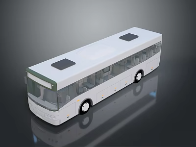 Modern White Bus with Large Windows Black Roof Panels and Reflective Surface in Sleek Design 3d model