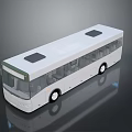 Modern White Bus with Large Windows Black Roof Panels and Reflective Surface in Sleek Design