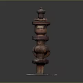 Rusted Industrial Pipe Valve Assembly With Various Components On Square Platform