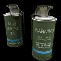 Green M83 Smoke Grenades With Blue Stripes And Warning Labels