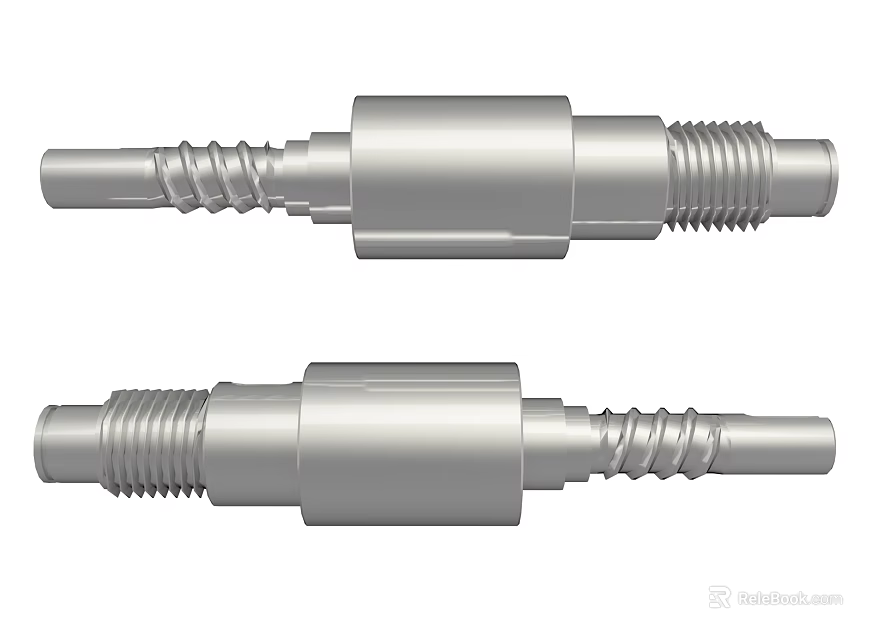 Silver Metal Threaded Connectors For Hardware Tools With Double Ended Design 3d model 