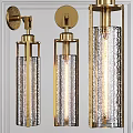 Modern Wall Lamp With Golden Metal Frame And Textured Glass Shade