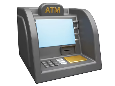 Modern Commercial ATM Machine With Digital Screen Keypad And Card Slot 3d model