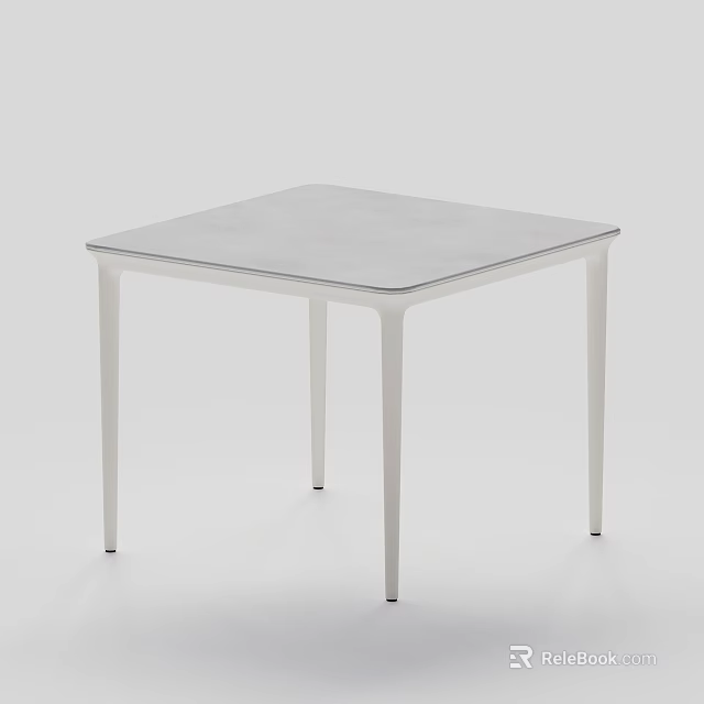 Sleek Modern Dining Table With Square White Top And Slim Metal Support Legs 3d model 
