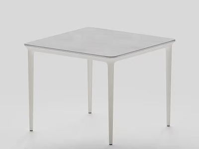 Sleek Modern Dining Table With Square White Top And Slim Metal Support Legs 3d model