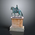 Man on Horseback Bronze Statue with Detailed Stone Pedestal and Classic Design