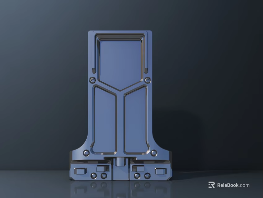 Modern Blue Metallic Stool With Sturdy Geometric Frame And Panel Design 3d model 