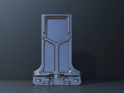Modern Blue Metallic Stool With Sturdy Geometric Frame And Panel Design 3d model