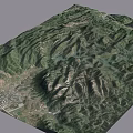 Detailed 3D Topographic Model With Mountain Terrain River And Green Vegetation