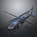 Detailed Silver Helicopter 3D Render With Rotors And Cockpit On Dark Background