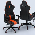 Black And Orange Modern Office Chairs With High Back Armrests And Rolling Wheels