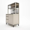 Modern Elegant Wine Cabinet With Drawers Marble Top And Metal Frame