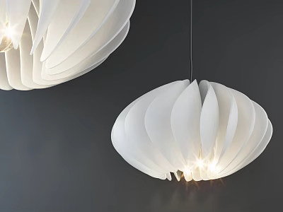 Modern White Petal Shaped Pendant Light With Illuminated Interior Design 3d model