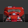 Red Futuristic Concept Racing Car With Large Wheels And Mechanical Details