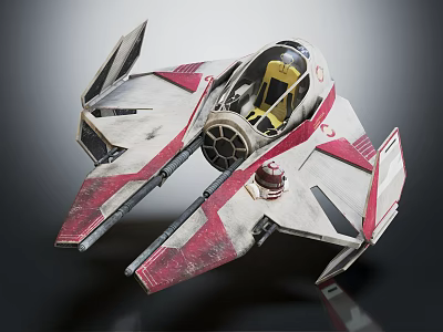 Sleek Red White Fighter Jet With Sci Fi Design Cockpit Aerodynamic Wings And Engines 3d model
