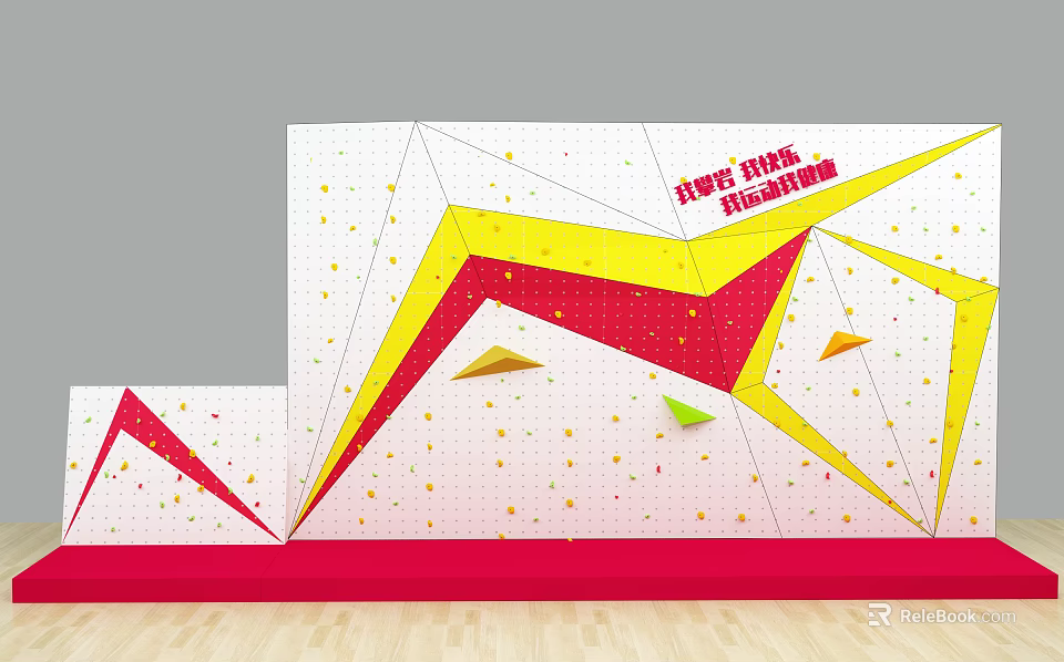 Colorful Climbing Wall Sports Equipment With Grip Holds For Event Park 3d model 