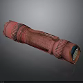 Red Flashlight Design With Textured Surface Lanyard Hole And Bottom Logo