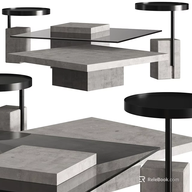 Modern Coffee Table Designs With Concrete Glass And Metal For Minimalist Living Rooms 3d model 