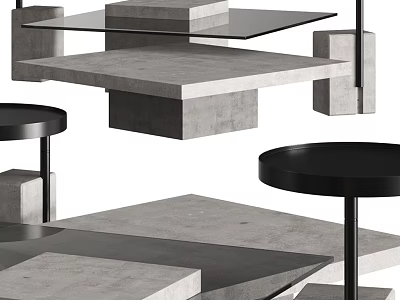 Modern Coffee Table Designs With Concrete Glass And Metal For Minimalist Living Rooms 3d model