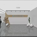 Modern Hotel Lobby With HYPER PHOTONIX Logo Decorative Balls Cactus And Reflective Floor