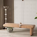 Modern Sofa Bench With Floor Lamp Green Plant And Decorative Ball In Living Room