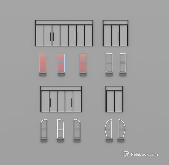 Different Types Of Door Designs Featuring Various Styles And Colors 3d model 