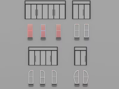 Different Types Of Door Designs Featuring Various Styles And Colors 3d model
