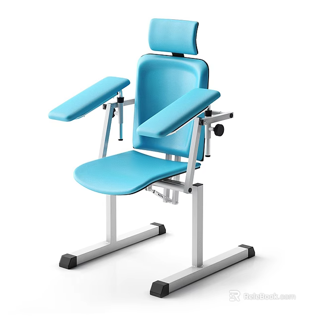 Blue Leisure Chair With Silver Metal Frame Padded Armrests And Modern Design 3d model 