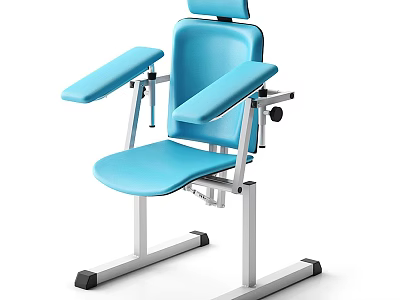 Blue Leisure Chair With Silver Metal Frame Padded Armrests And Modern Design 3d model