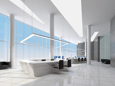 Modern Public Office Area Open Office Service Hall Office Hall 3d model