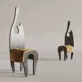 Modern Artistic Chairs With Unique Backrest Design And Patterned Seat Cushions 3d model