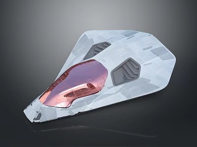Futuristic Spacecraft With Triangle Shape Gray And Pink Exterior For Advanced Space Exploration Missions 3d model