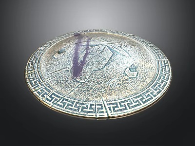 Decorative Round Plate With Intricate Patterns Geometric Border And Purple Center Accent 3d model